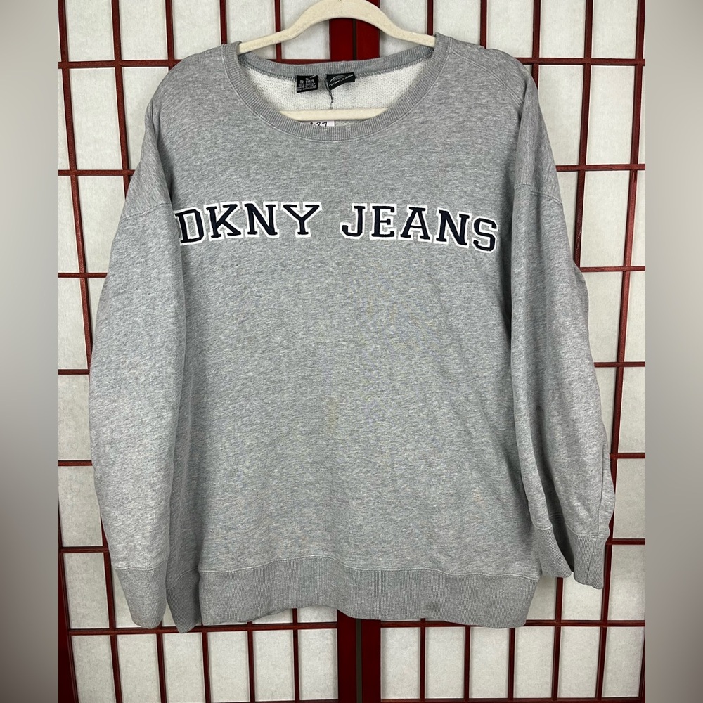 Vintage DKNY Jeans Grey Logo Pullover Crewneck